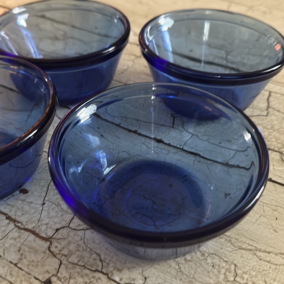 Vintage Cobalt Blue Custard Cups Ramekin Dishes 6 oz USA Anchor Hocking 1034💕 - Picture 3 of 3